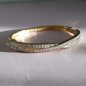 Swarovski Pave Bracelet Gold Tone - White Crystals Bracelet